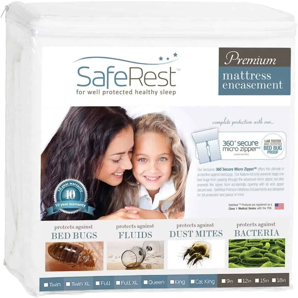 Bed bug -patjasuoja: SafeRest Premium -vetoketjullinen patja