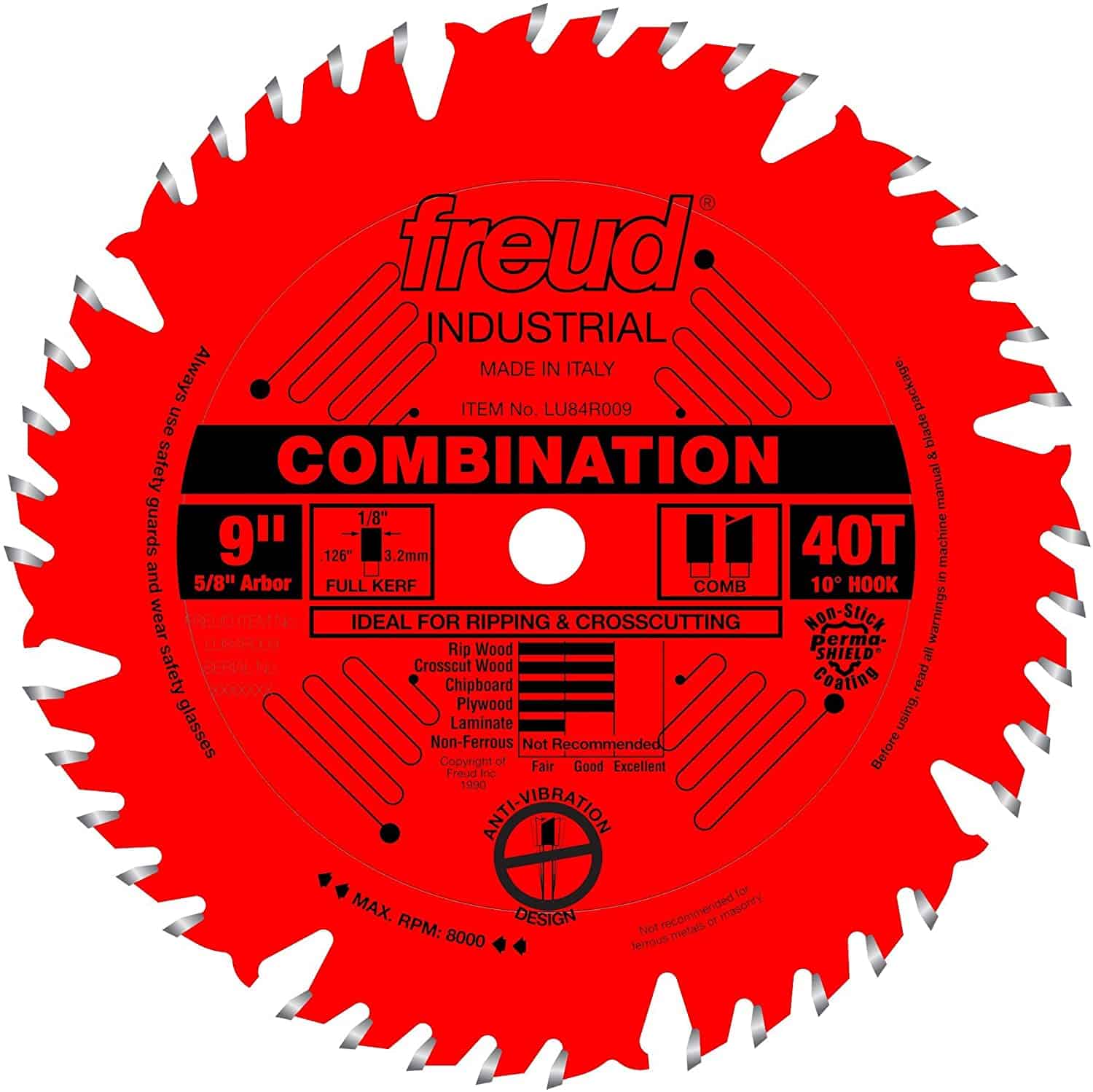 أفضل شفرة منشار متعددة الأغراض- Freud 10 ″ x 60T Mitre Saw Blade (LU91R010)