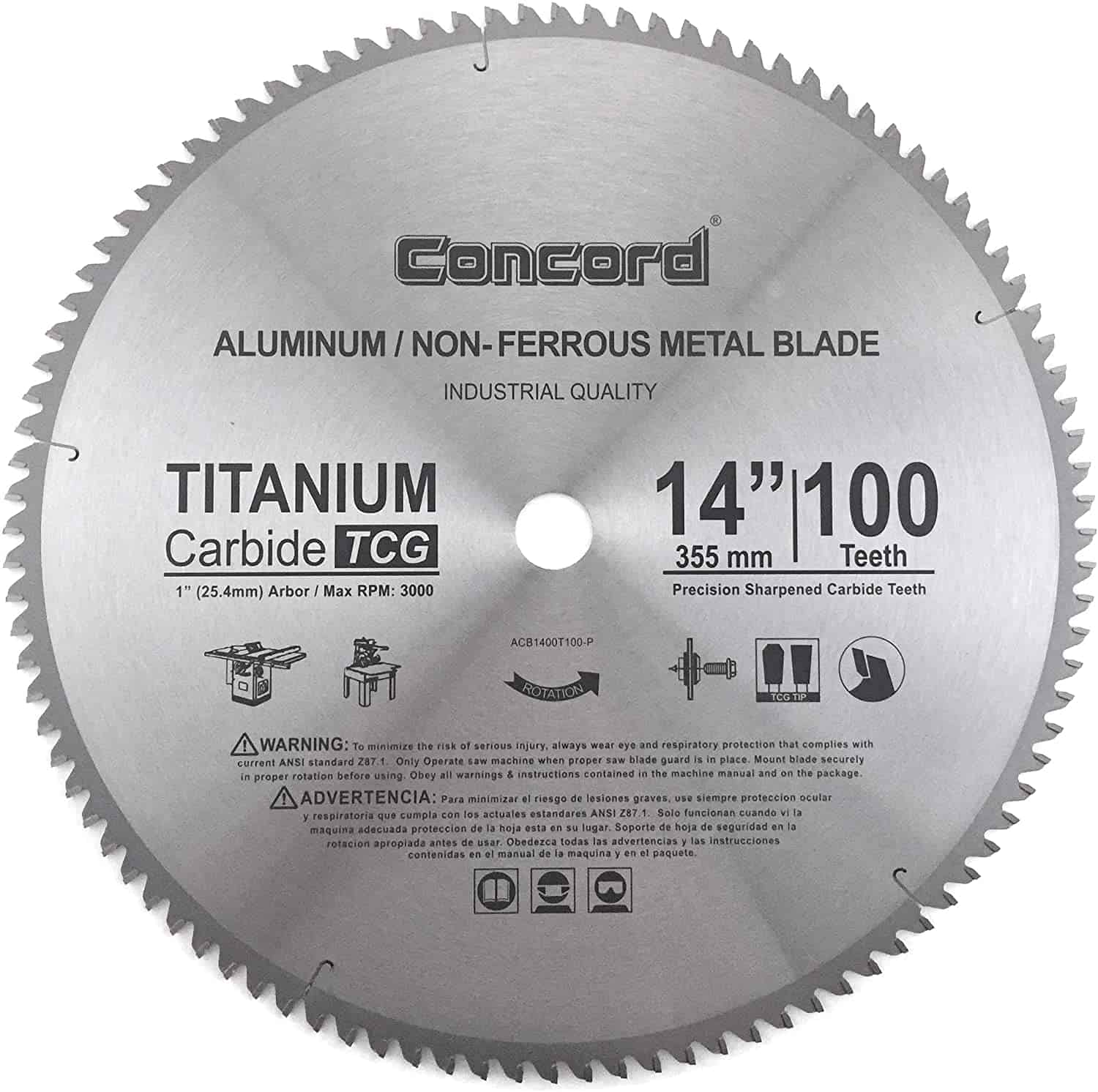 Best overall saw blade- Concord Blades ACB1400T100HP Non-Ferrous Metal Saw Blade