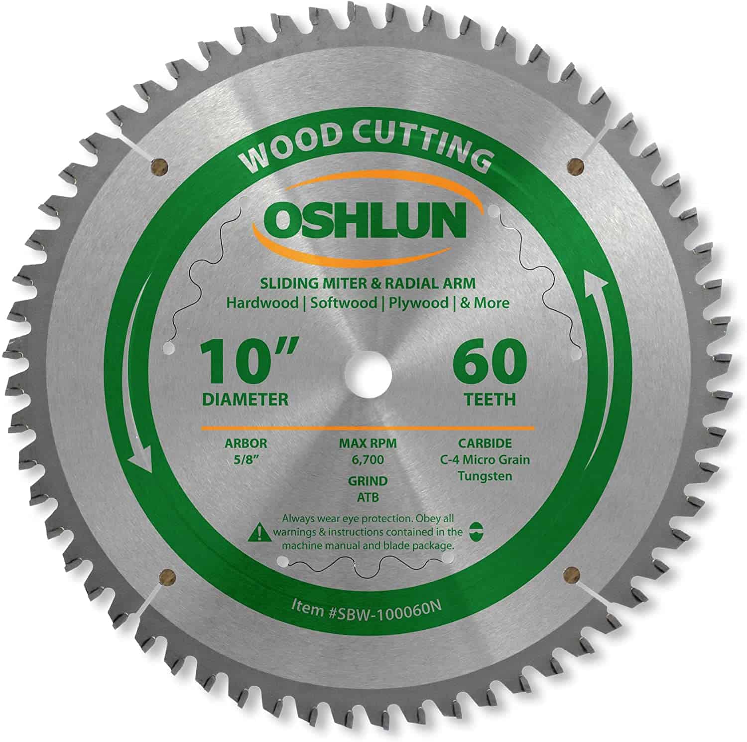 Best saw blade for different types of wood- Oshlun SBW-100060N ATB Saw Blade