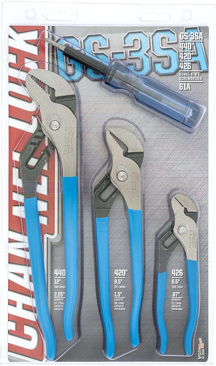 Nejlepší sada kleští na pero a drážku: Channellock GS-3SA