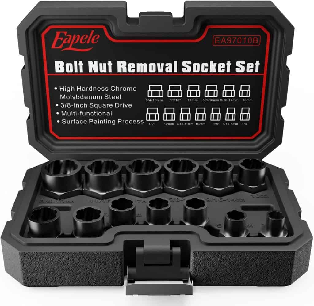 I-Eapele Impact Bolt Nut Removal Extractor Socket Tool Set