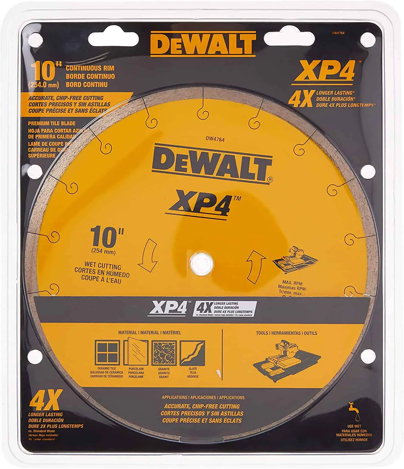 Overall best tile saw blade for wet cutting: DEWALT XP4