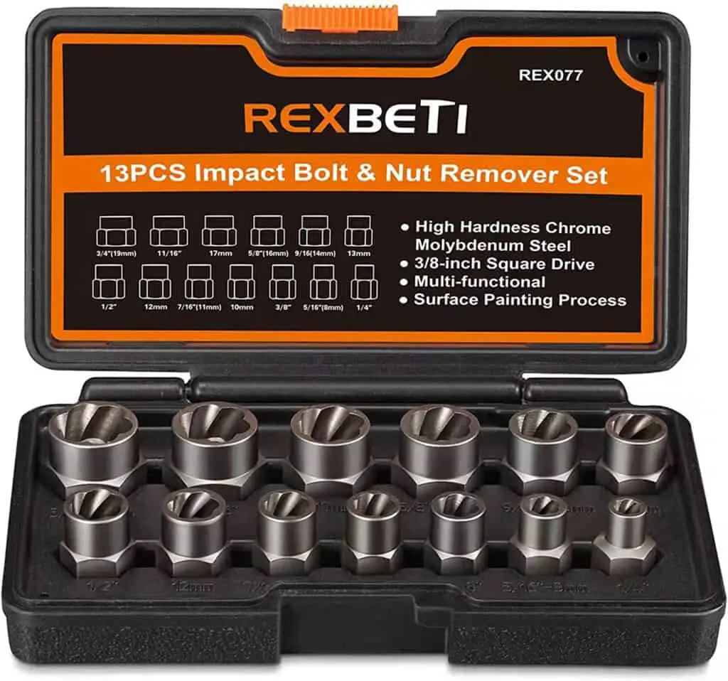 REXBETI Impact Bolt & Nut Remover Set, 13 Pieces Bolt Extractor