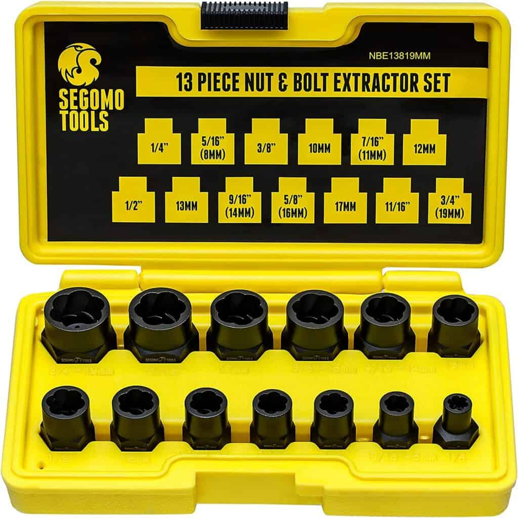 Segomo Tools 13 Piece Lug Nut and Bolt Extractor Rakirina