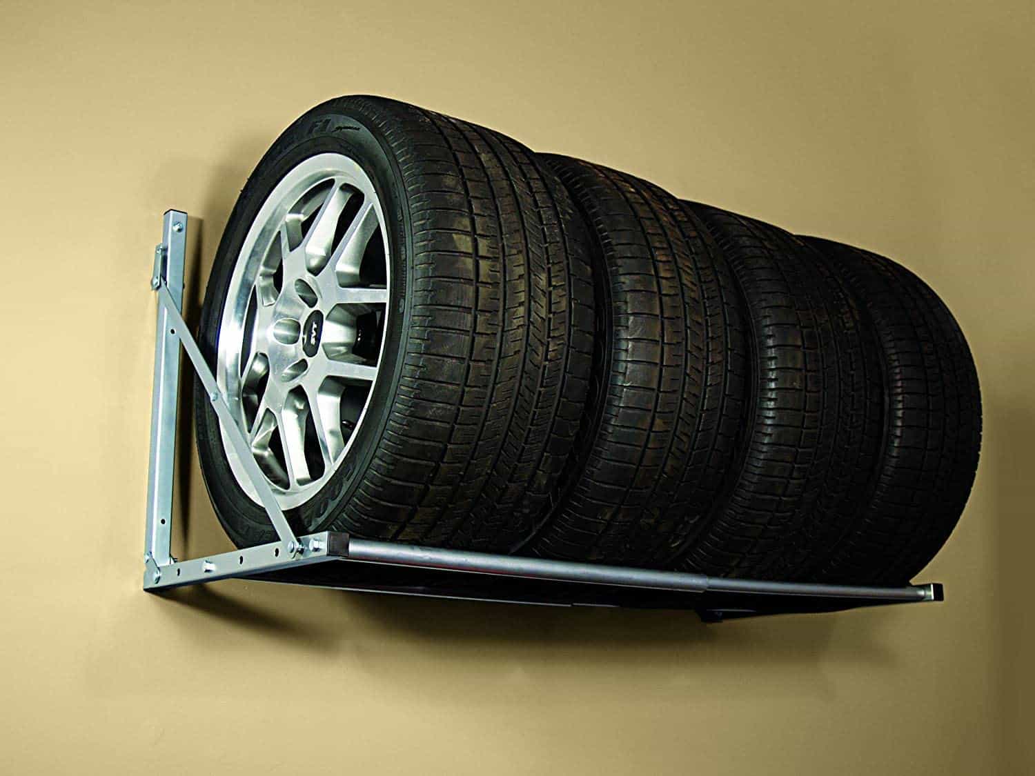 Best for storage of seasonal tires and sporting equipment- HyLoft 01031 Folding TireLoft Silver with tyres