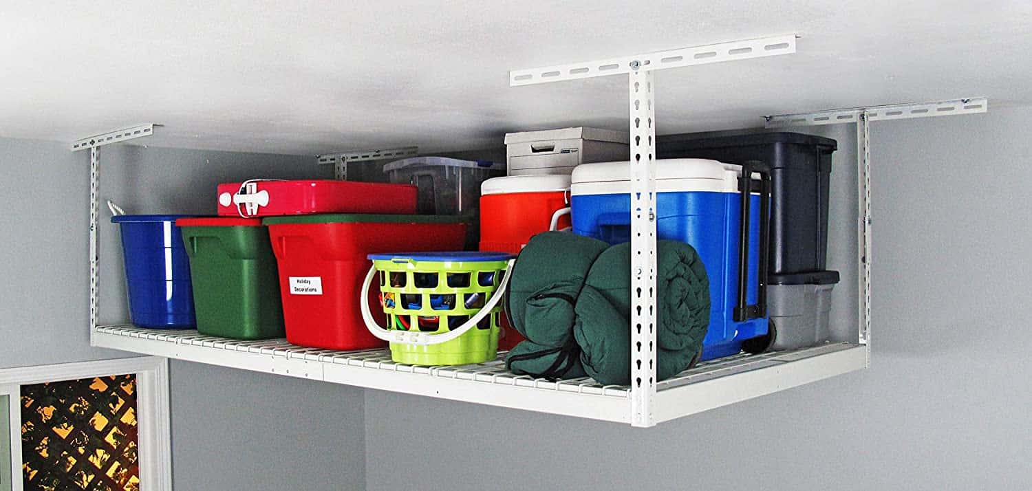 Beschte Wäert fir Suen Overhead Garage Stockage- SafeRacks Factory Second 4 × 8 Overhead Storage Rack an der Garage