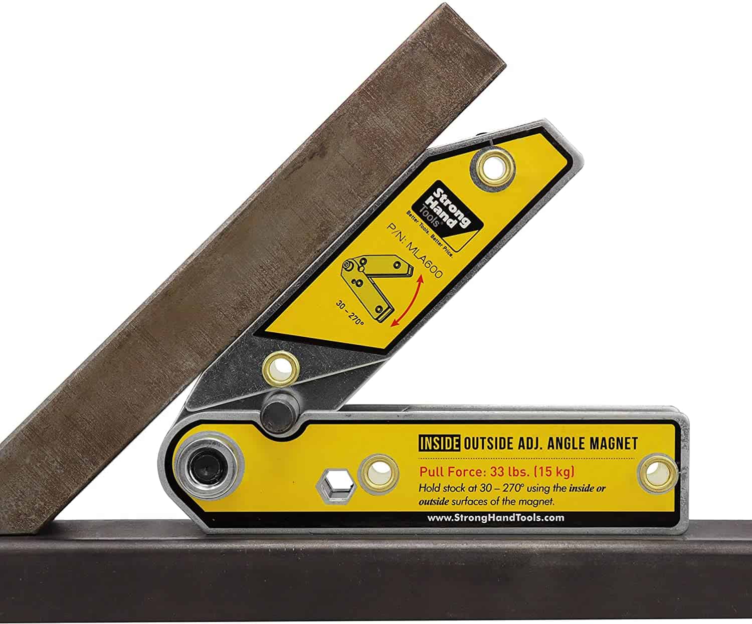 Best adjustable angle welding magnet- Strong Hand Tools Angle Magnetic Square in use