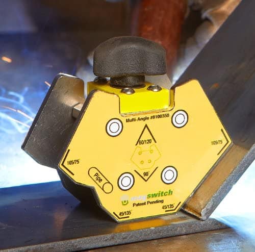 Best compact & lightweight welding magnet- Magswitch Mini Multi Angle in use