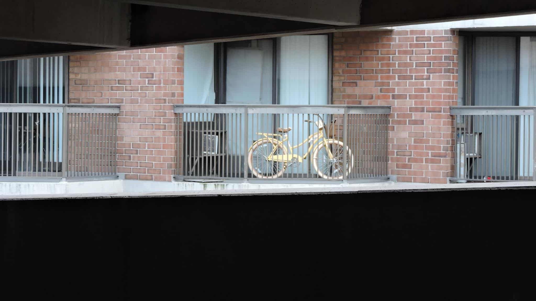 Bike stored on the balcony