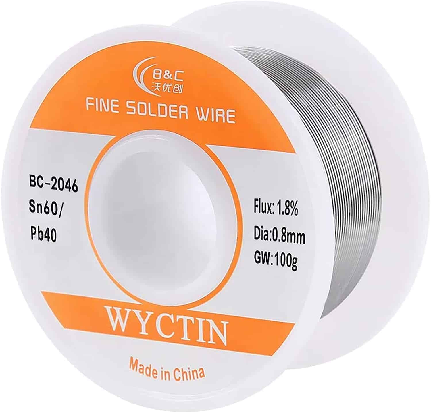 最佳铅锡组合焊锡丝 - WYCTIN 0.8mm 100G 60:40 Rosin Core