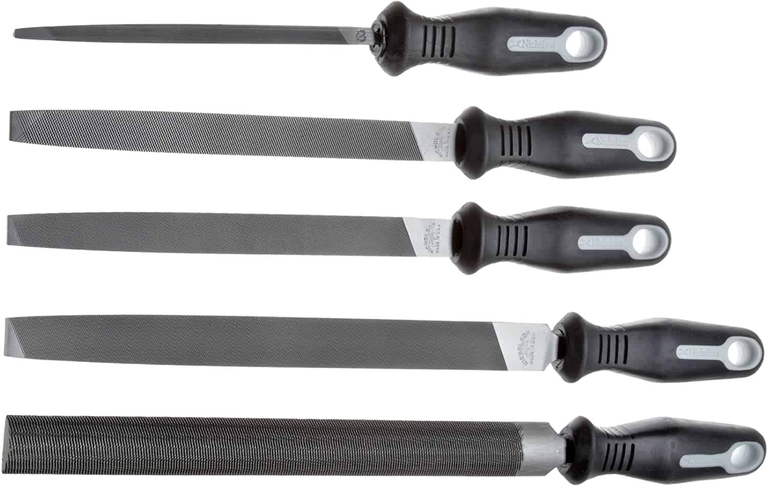 Seteishene se setle ka ho fetesisa se boima, se tšoarellang- Nicholson 5 Piece Hand File Set