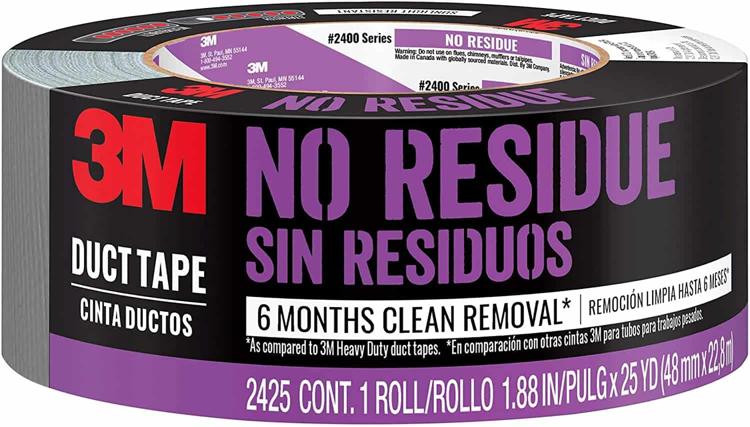 Best waterproof tape for easy removal: 3M No Residue Duct Tape