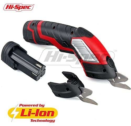 Hi-Spec 3.6V Electric Scissors with Release Safety Switch & Extra Battery and 2 x Cutting Blades