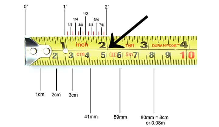 how to read a tape measure in mm