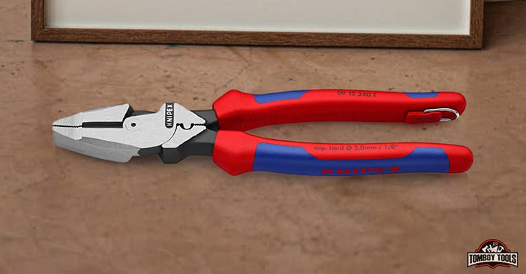 Knipex 09 12 240 SBA Alicates de línea de palanca ultra alta de 9.5 pulgadas con extractor de cinta pasacables y crimpadora