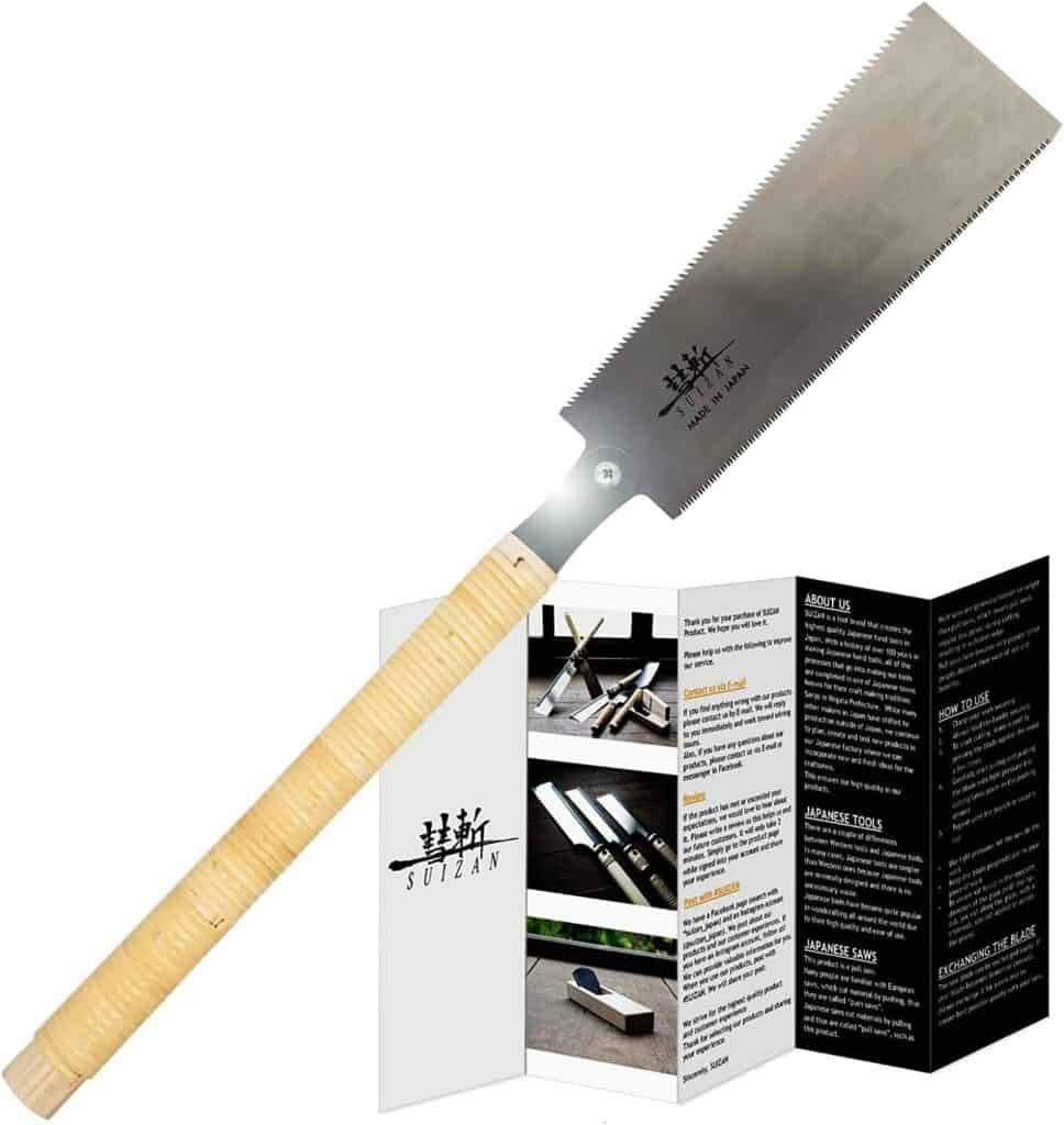 SUIZAN Japanese Pull Saw Hand Saw 9.5 Inch Ryoba Double Edge untuk Pengerjaan Kayu