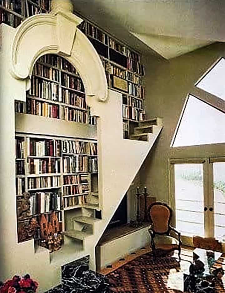 arched doorway bookshelve