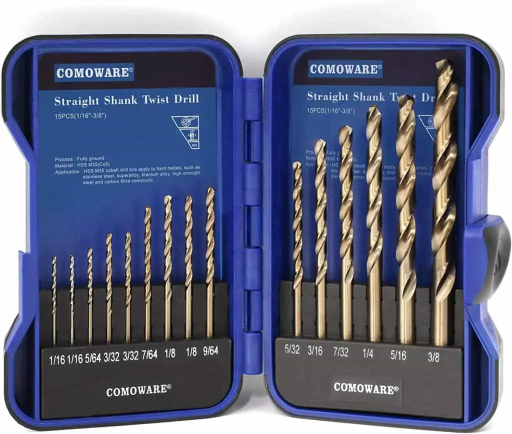 Comoware 15-Piece Cobalt Drill Bit Kit